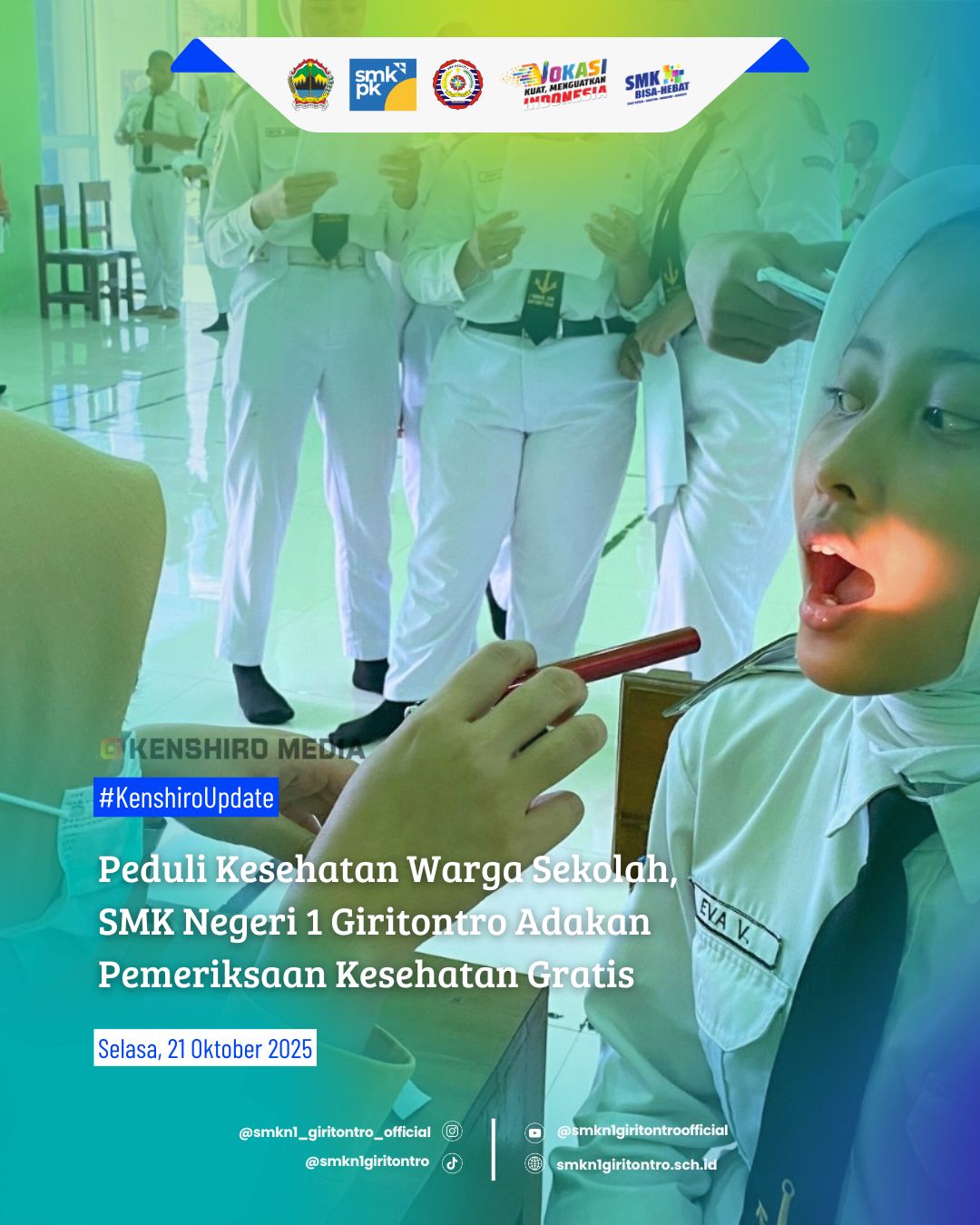 Peduli Kesehatan Warga Sekolah, SMK Negeri 1 Giritontro Adakan Pemeriksaan Kesehatan Gratis