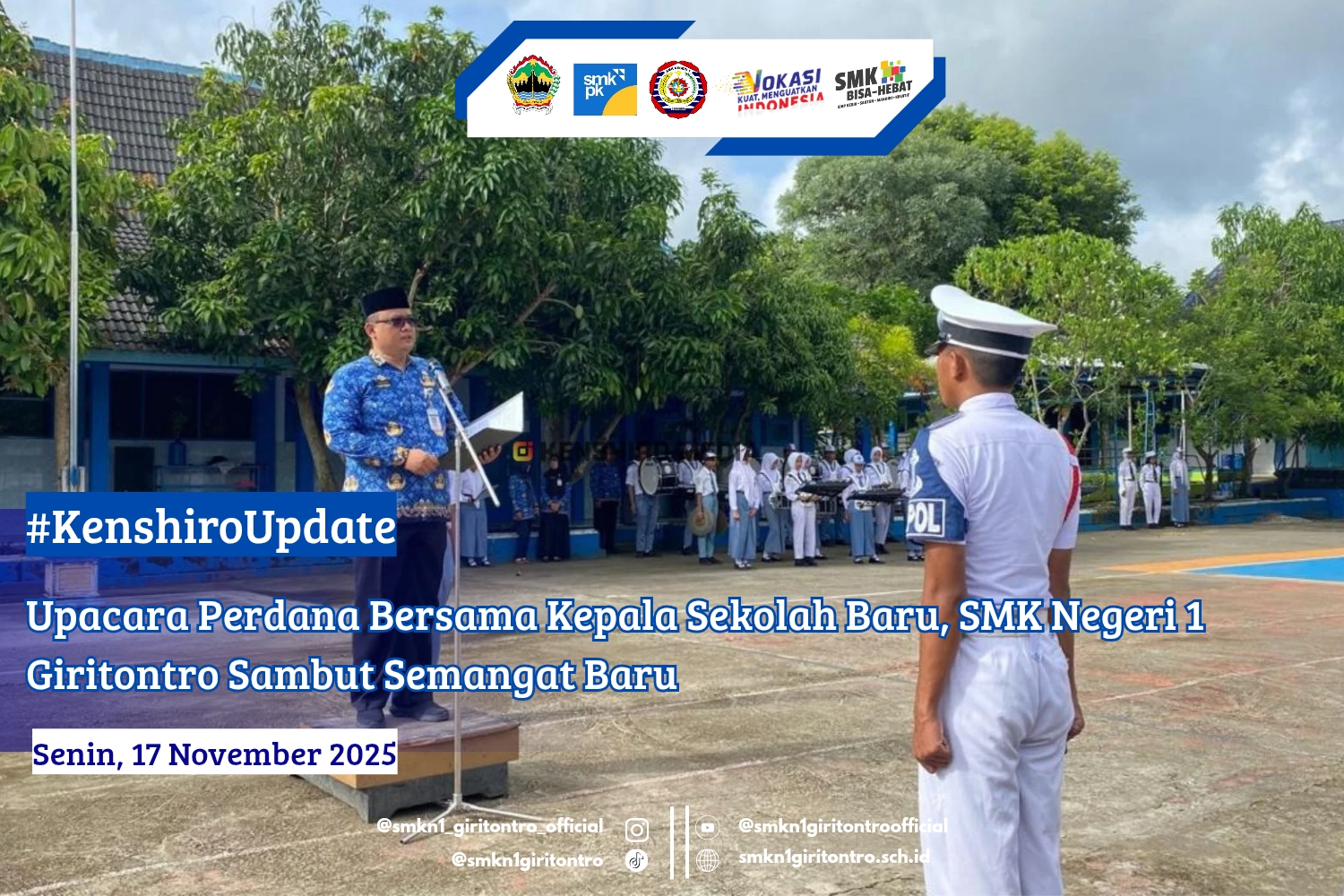 Upacara Perdana Bersama Kepala Sekolah Baru, SMK Negeri 1 Giritontro Sambut Semangat Baru