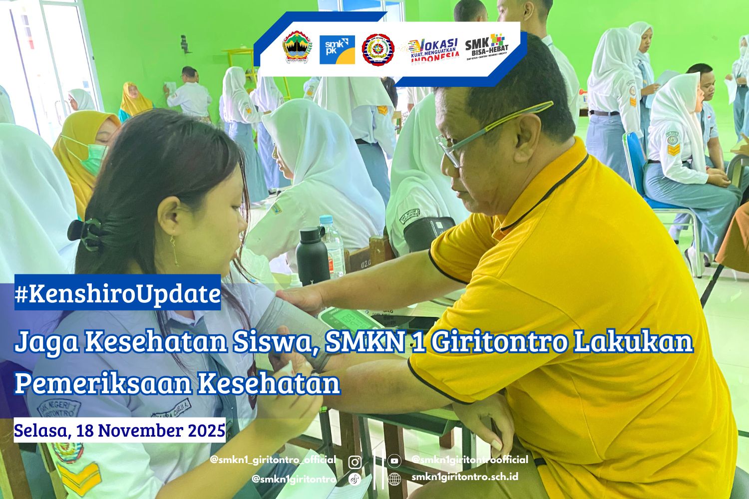 Jaga Kesehatan Siswa, SMK Negeri 1 Giritontro Lakukan Pemeriksaan Kesehatan