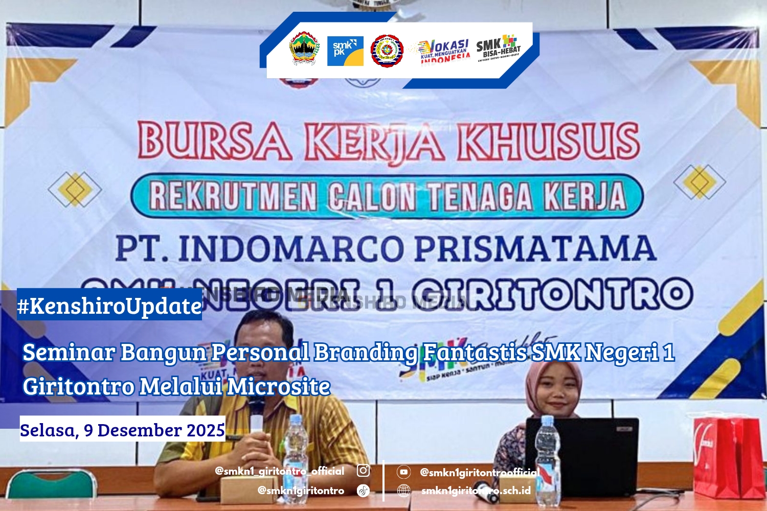 Seminar Bangun Personal Branding Fantastis SMK Negeri 1 Giritontro Melalui Microsite