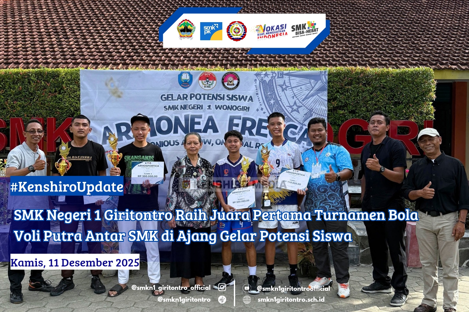 SMK Negeri 1 Giritontro Raih Juara Pertama Turnamen Bola Voli Putra Antar SMK di Ajang Gelar Potensi Siswa