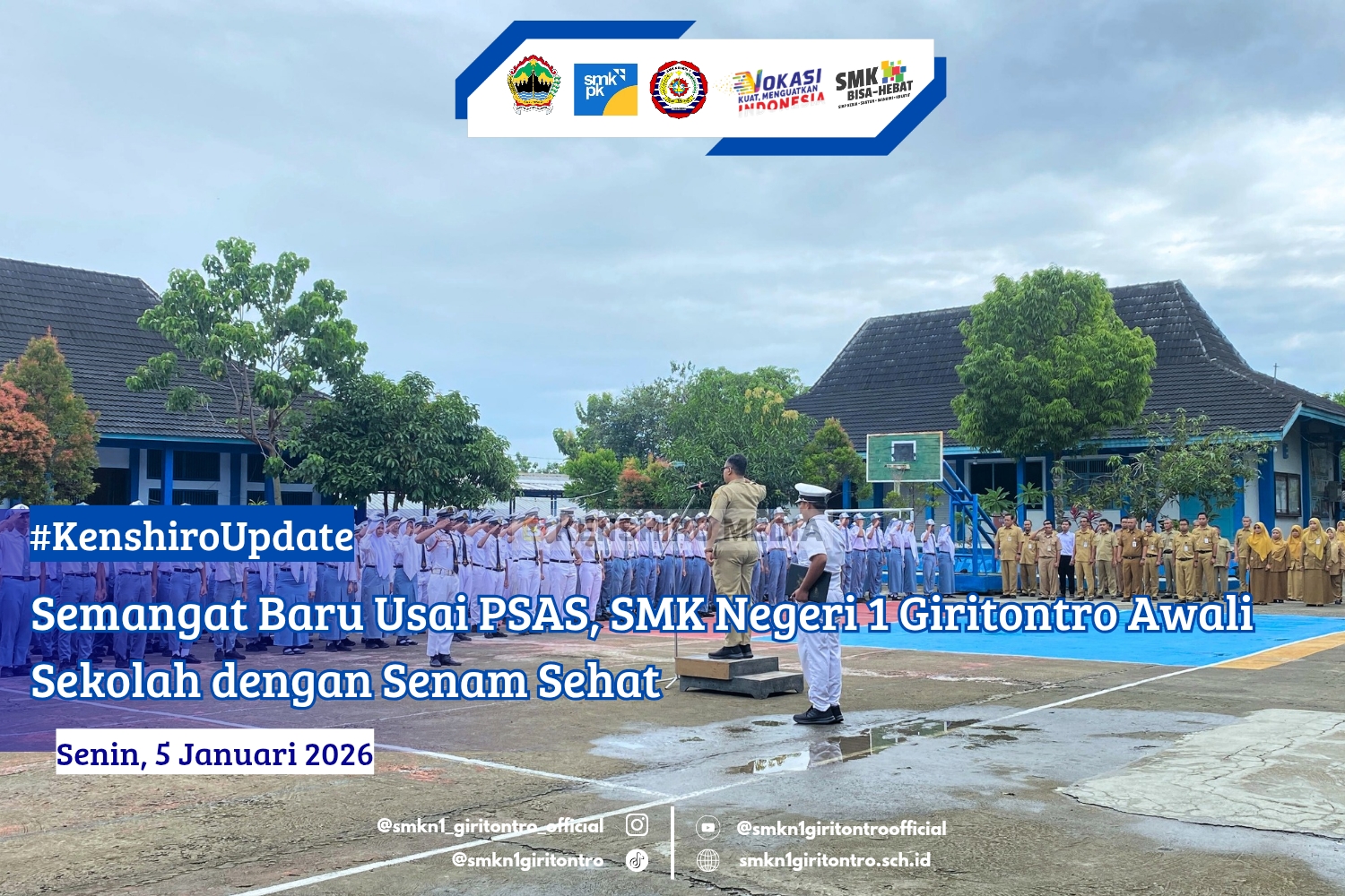 Semangat Baru Usai PSAS, SMK Negeri 1 Giritontro Awali Sekolah dengan Senam Sehat