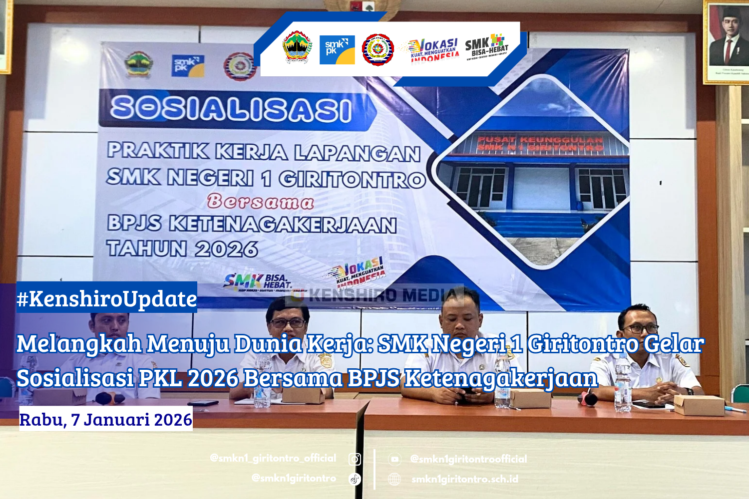 Melangkah Menuju Dunia Kerja: SMK Negeri 1 Giritontro Gelar Sosialisasi PKL 2026 Bersama BPJS Ketenagakerjaan