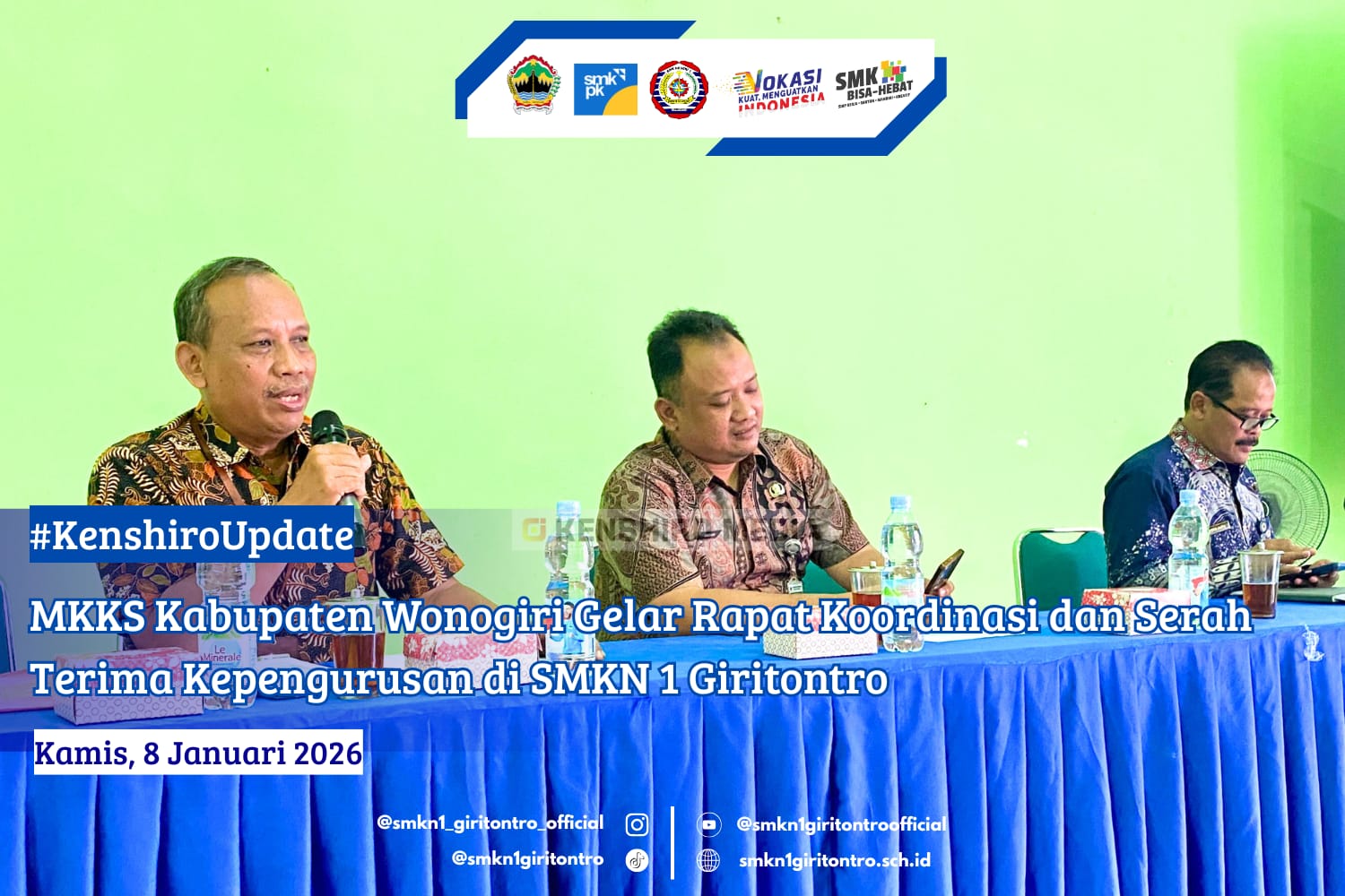 MKKS Kabupaten Wonogiri Gelar Rapat Koordinasi dan Serah Terima Kepengurusan di SMKN 1 Giritontro
