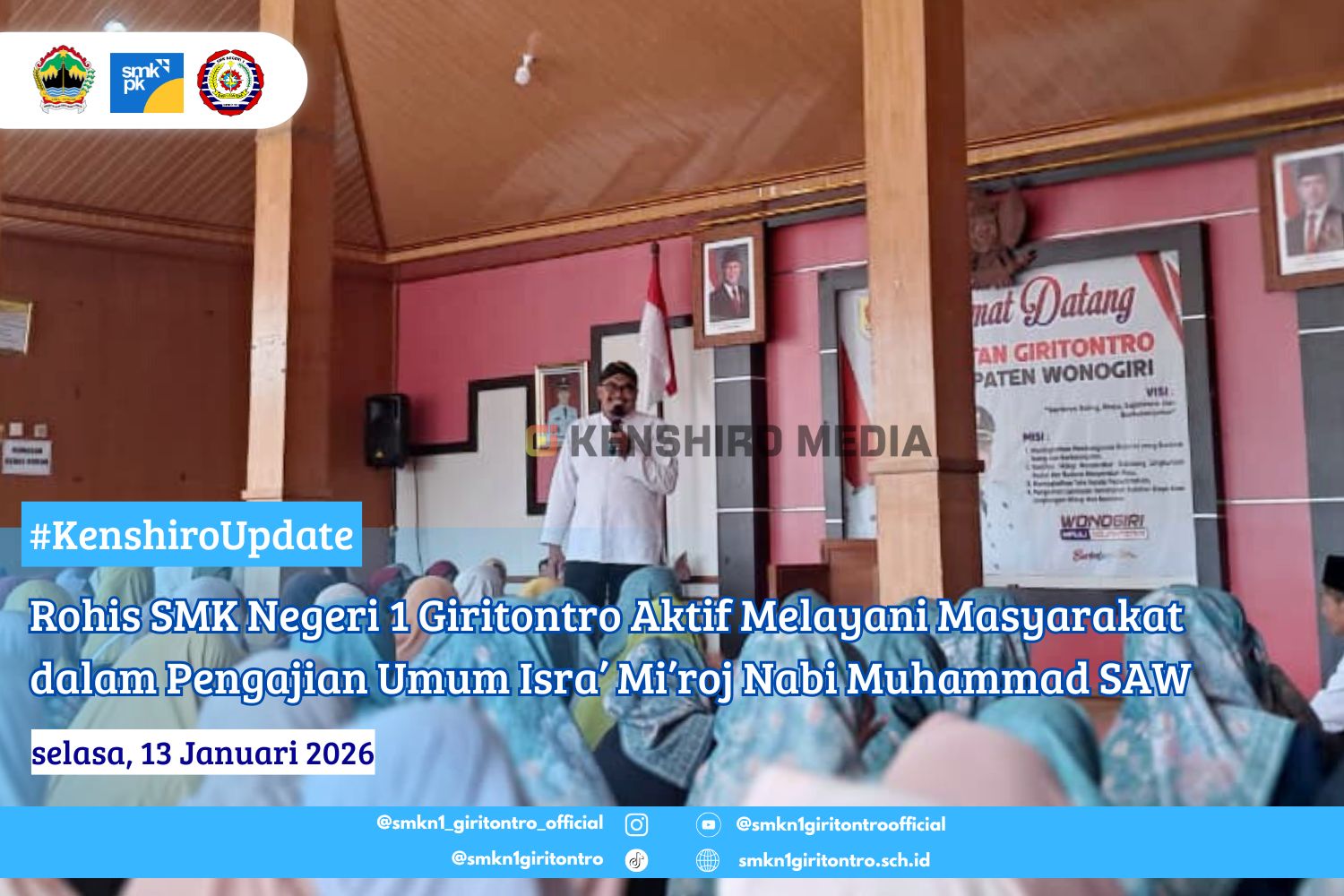 Rohis SMK Negeri 1 Giritontro Aktif Melayani Masyarakat dalam Pengajian Umum Isra’ Mi’roj Nabi Muhammad SAW