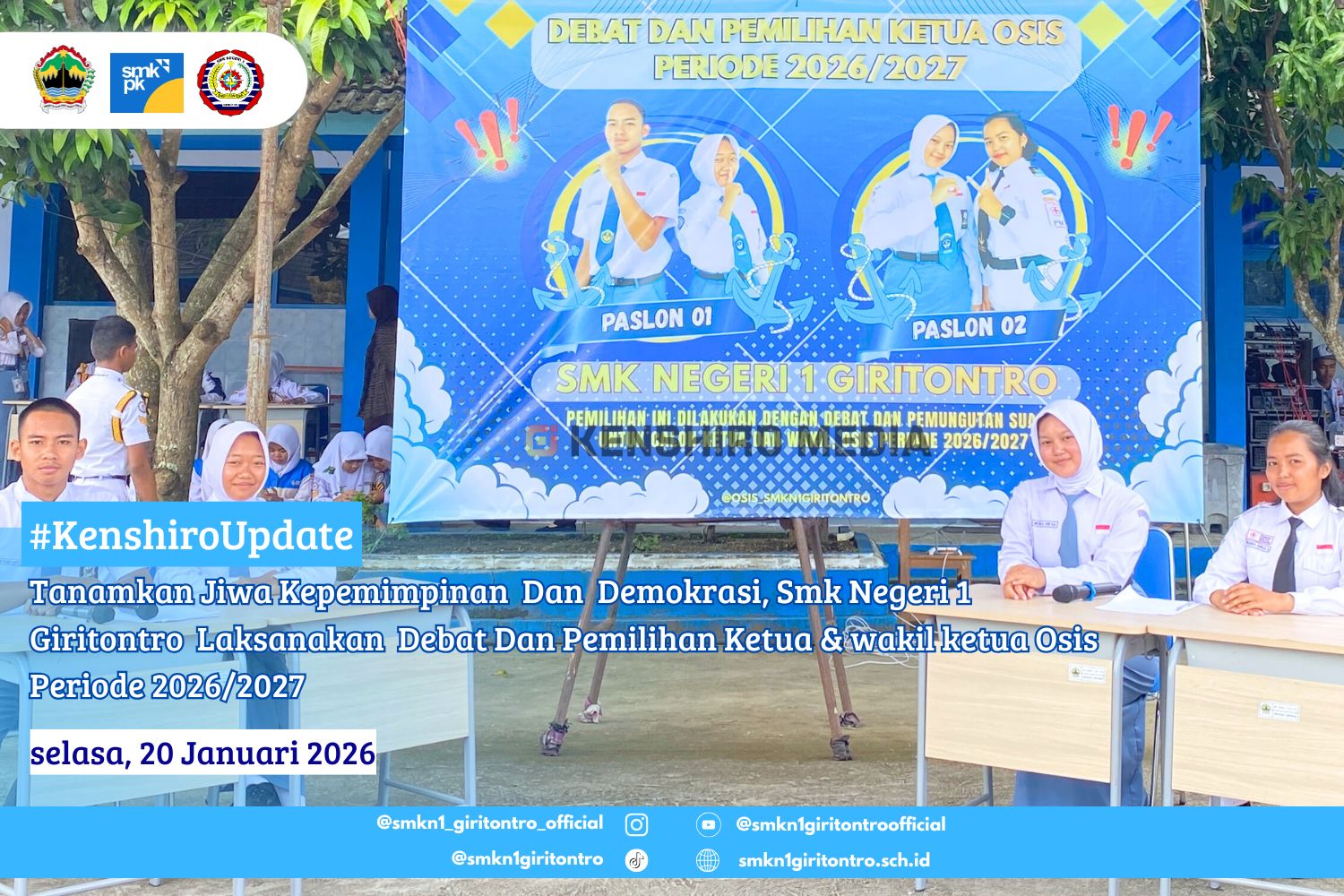 Tanamkan Jiwa Kepemimpinan  Dan  Demokrasi, Smk Negeri 1 Giritontro  Laksanakan  Debat Dan Pemilihan Ketua & wakil ketua OSIS Periode 2026/2027