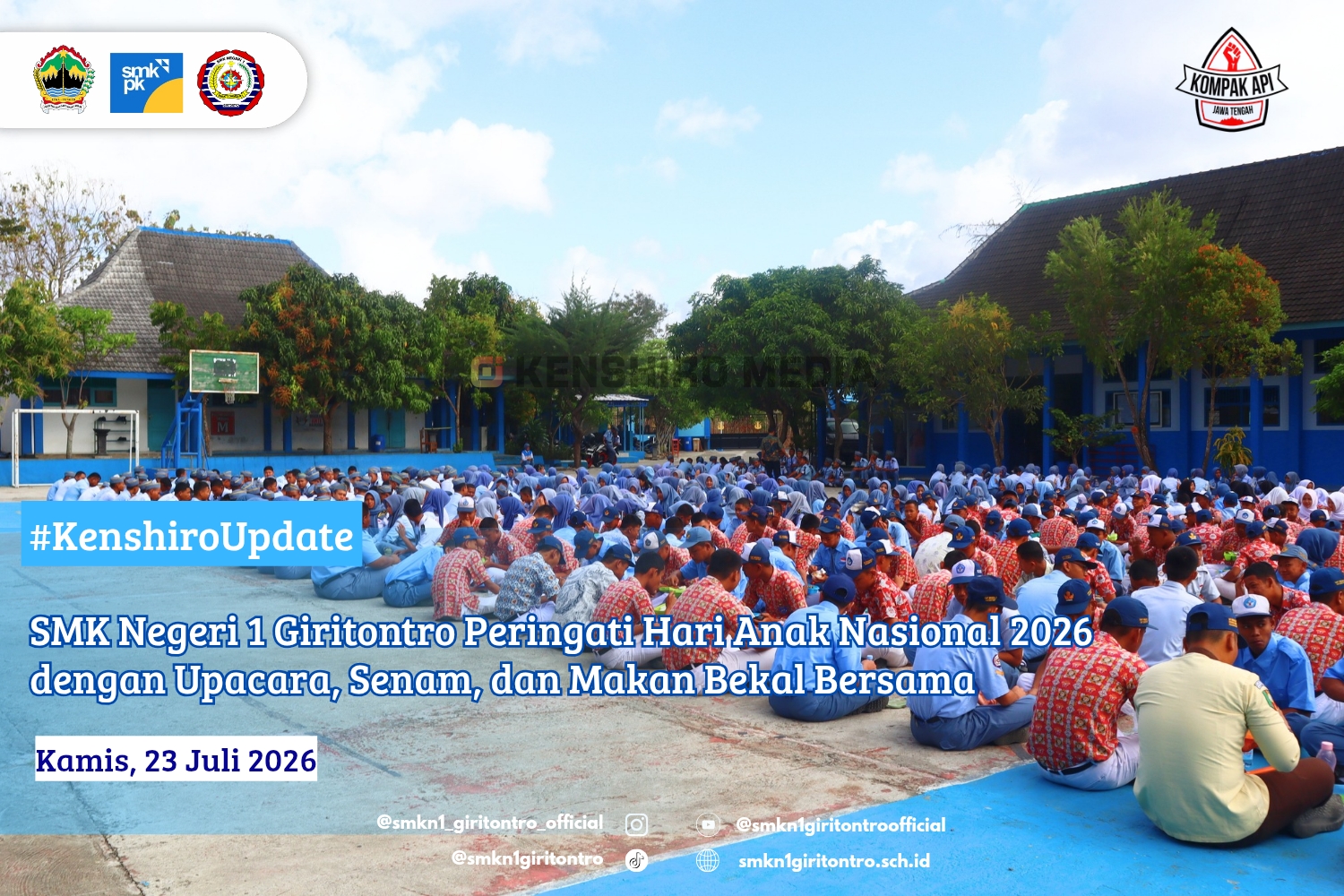 SMK Negeri 1 Giritontro Peringati Hari Anak Nasional 2026 dengan Upacara, Senam, dan Makan Bekal Bersama