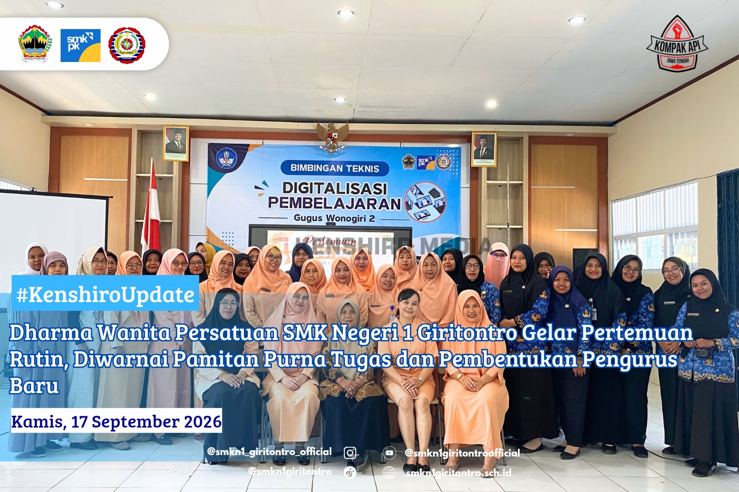Dharma Wanita Persatuan SMK Negeri 1 Giritontro Gelar Pertemuan Rutin, Diwarnai Pamitan Purna Tugas dan Pembentukan Pengurus Baru